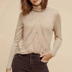 Like New Anthro Shimmer Savine Featherweight Sweater Champagne XS